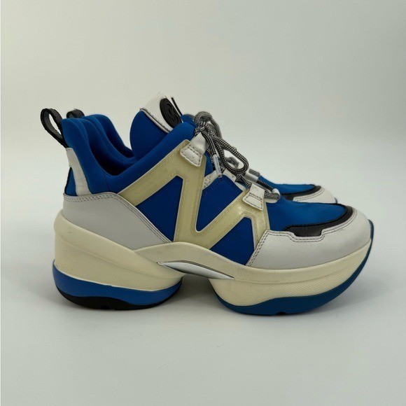 Michael Kors Olympia Trainer Sneakers Blue White Chunky Lace-Up