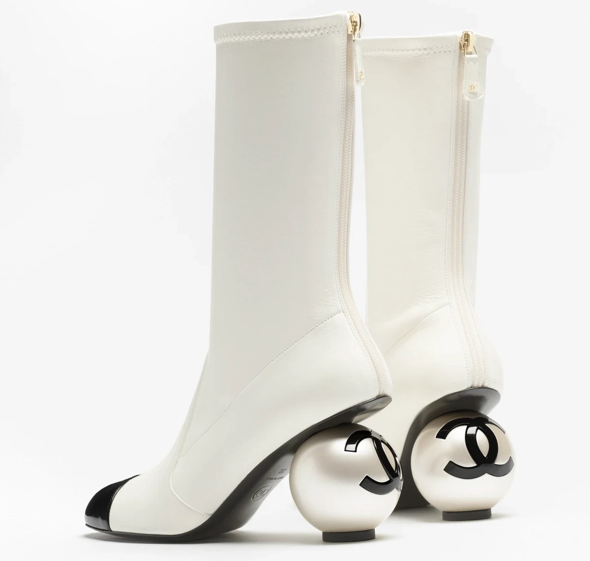 CHANEL White High (3-3.9 in) Heel Height Boots for Women for sale