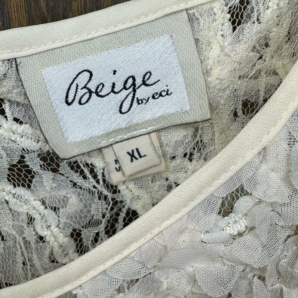 Beige por ECI Y2K Blanco Encaje Floral Apliques Coqueta Delicada Romántica Talla XL Foto 4 de 4