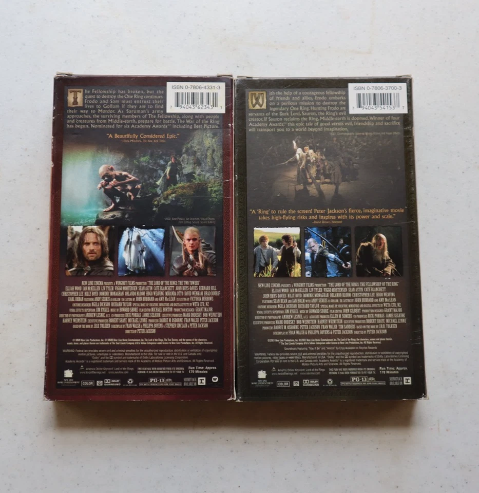 Lord Of The Rings Set Of 2 | VHS Tapes | The Two Towers, Fellowship of The Ring Foto 3 de 3