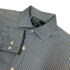 Polo Ralph Lauren Regent Classic Fit Button Up Shirt Mens 15.5 32/33 Blue Stripe