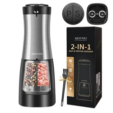 2 in 1 Electric Salt and Pepper Grinder Set (Battery Powered), Automatic Salt...