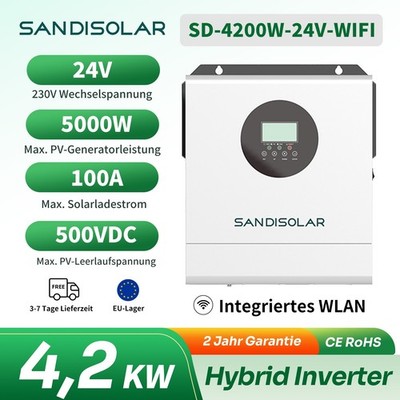 4200W 24V Hybrid Solar Inverter Wechselrichter Off Grid Mit MPPT 100A PV 60-500V