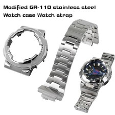 For Casio GA-110 100 120 GAX-100 GD-100 120 Mod Kit Stainless Steel Strap Case