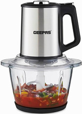 GEEPAS Electric Food Chopper 500W, 1.2L Glass Bowl, 2-Speed, Non-Slip