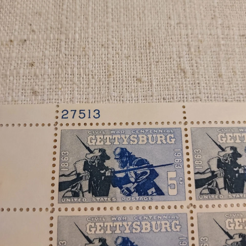 Stamps-Block of 4 #1180-5 cent-Gettysburg anniversary-issued 1963 - Image 2 of 4