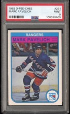 1982 OPC #231 Mark Pavelich RC PSA MINT 9 New York Rangers CENTERED VSCARDS