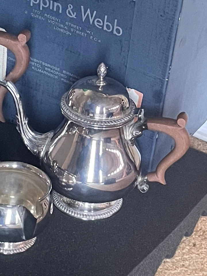 Free Condiment Set WHEN U BUY Vintage Mappin & Webb Silver Plate Tea Server Set - image 3 of 4