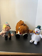 Vtg Rudolph Light Up Nose Plush WORKS Hermey Stuffins Plush & Frosty Plush Lot
