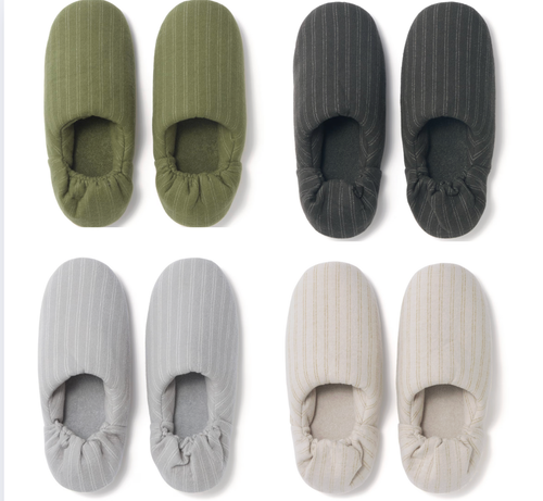 MUJI Cotton Flannel Slippers with heels that fit snugly M L XL from Japan - 第 1/23 張圖片
