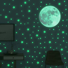 Glow in the Dark 103Pcs Moon & Stars Wall Stickers for Kids' Rooms