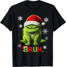 Cat Bruh Christmas Shirt for Teen Boys Funny Christmas Bruh T-Shirt
