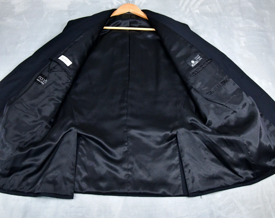 Blazer Calvin Klein masculino 46R(S) preto listrado casaco esportivo jaqueta lã - Imagem 4 de 4