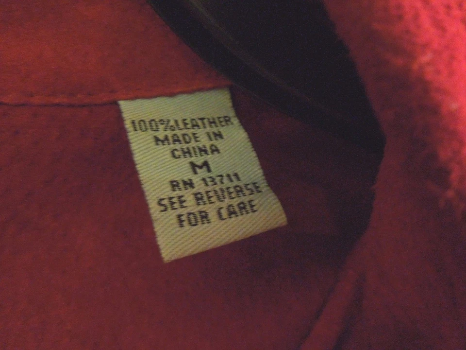 Marsh Landing Red Leather Button Up Shirt Size Medium - Image 4 of 4