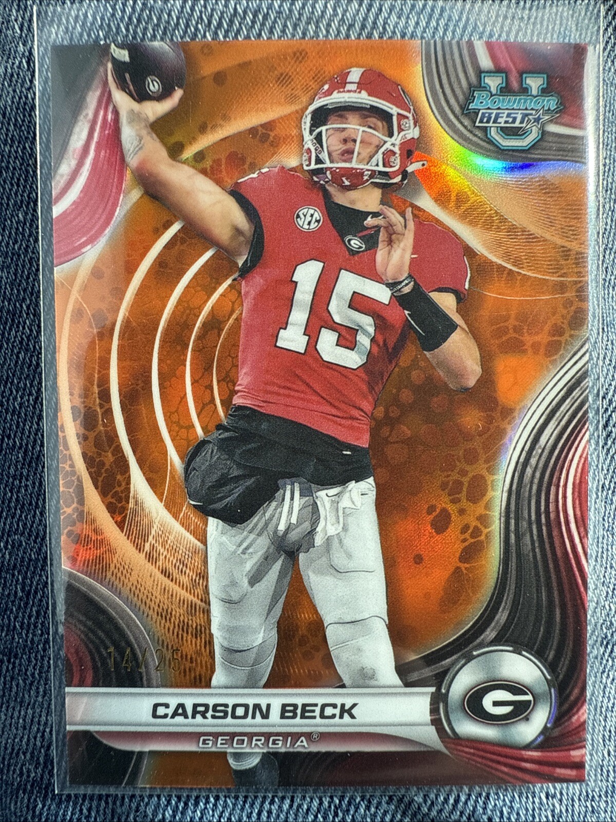 Carson Beck 2024 Bowman Best U Orange SP Refractor /25 #4 Georgia Mint 🔥🏈💎