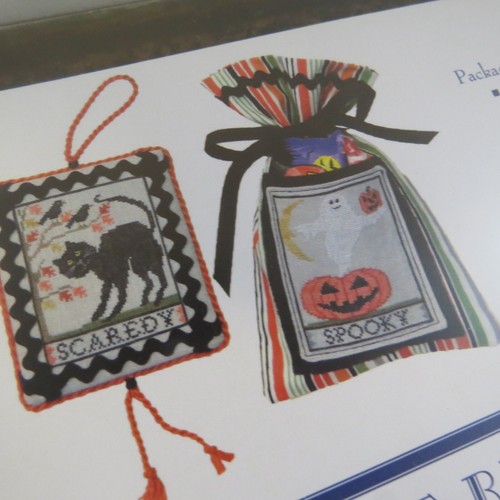 5 Halloween Counted Cross Stitch Sampler Charts w Complete finishing for Bag - Picture 4 of 5