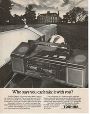 1986 TOSHIBA RT-7096 Beverly Hills Boom Box Vintage Print Ad