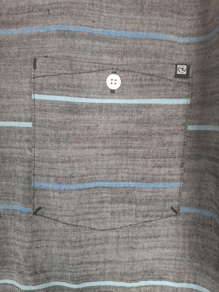 Ocean Current Long Sleeve Button Down shirt Mens L Gray Stripe - Image 4 of 4