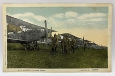 Carte postale ancienne avion originale vintage WWI U.S. Army Aviation Training Field