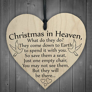 Christmas In Heaven Xmas Tree Decoration Memorial Quote Heart