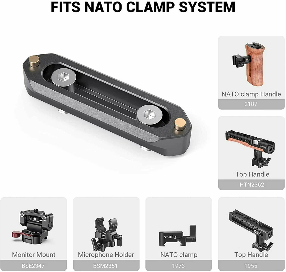 Smallrig Quick Release Safety Nato Rail 7cm Long with Spring Loaded Pins 1195B - Image 3 of 4