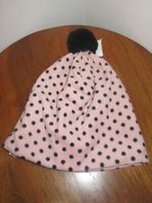 BABY GAP GIRLS FLEECE BEANIE HAT W/ POM POLKA DOT ROSE PINK BLACK SIZE S/M M/L