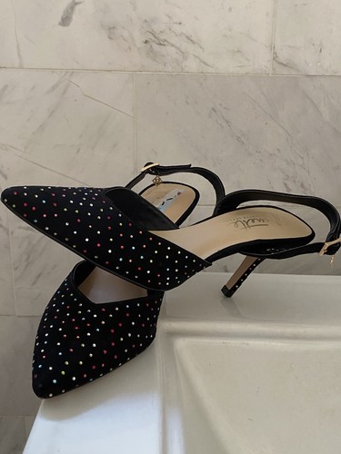 Nanette Lepore Jeweled Slingback shoes 3.5” Party Pumps Textile Main USA 7 M - Picture 4 of 12