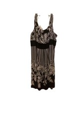 EUC Catherines Black & White Floral Striped Midi Dress Size 4X