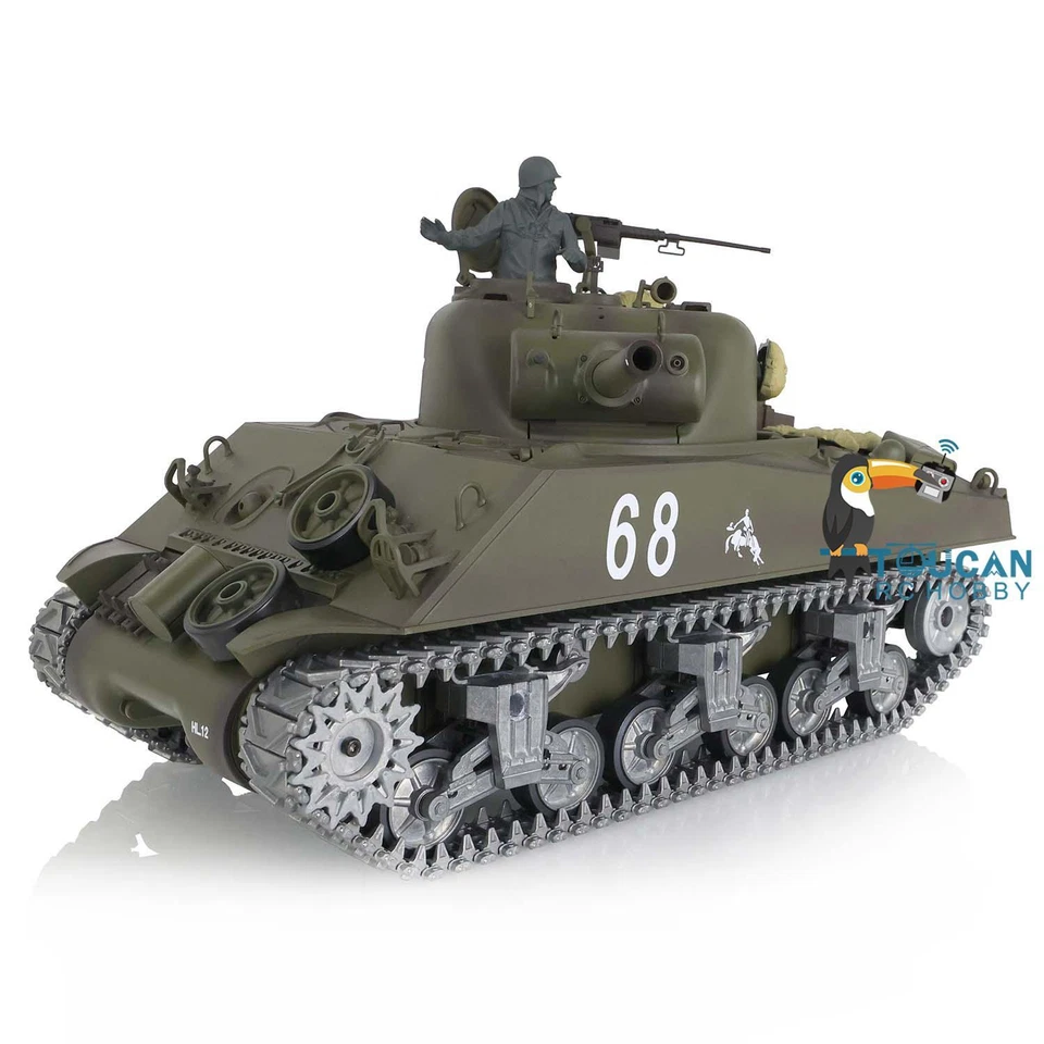 1/16 Henglong 7.0 Customized M4A3 Sherman RC Tank 3898 360° Turret Metal Tracks - Image 4 of 4