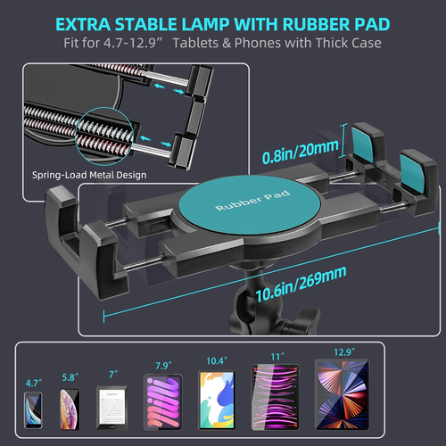 Aluminum Heavy Duty Drill Base Tablet Holder Car Mount Dashboard, 360° - 第 2/12 張圖片