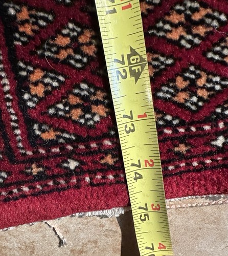 Vintage Red Bokhara Turkoman Handmade 75”x 50.2” All Over Design Rug - Picture 10 of 23