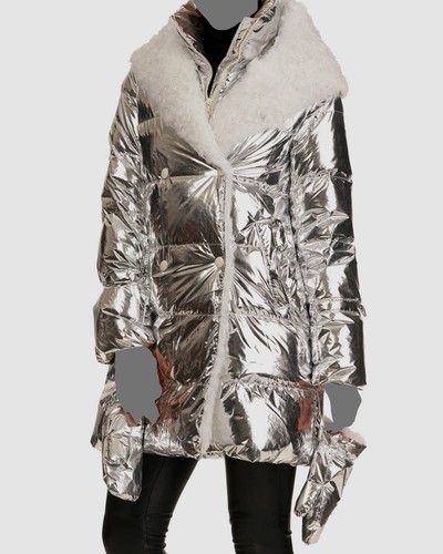 Yves Salomon Down Jacket with Lamb Collar, Ivory, Women's, 36 (S), Coats Jackets \u0026 Outerwear Winter Coats Parkas \u0026 Puffer Coats