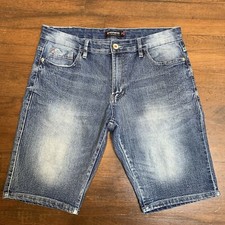 Southpole Shorts Mens 34 Blue Distressed Loose Fit Y2K Skater Baggy Medium Wash