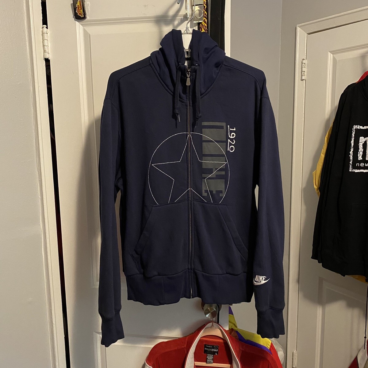 Vtg 90s y2k NIKE Full Zip Thermal STAR Hoodie Cyber RAVE Skate