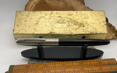 Vintage Parker 21 Fountain Pen Black and Chrome w/original Box--2359.24