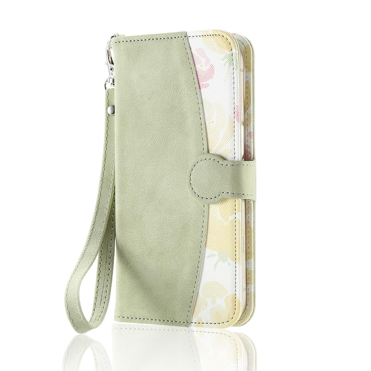 iPhone 15 Smartphone Case Notebook Type Adult Tulip Flower Pattern Suede St 597
