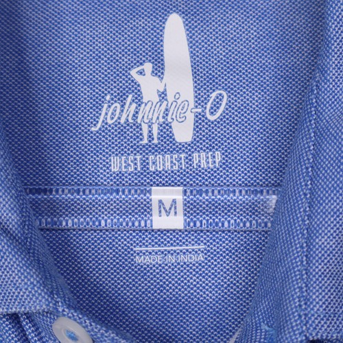 Johnnie-O Polo Shirt Mens Medium Blue Cotton Blend Evans Scholars Logo Golf - Picture 5 of 13