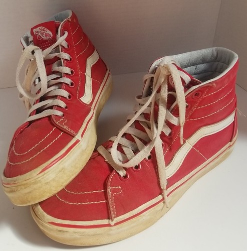 Vans SK8 Hi Old Skool Red White Hi Top Lace Up Shoes Womens Sz Mens Sz 7 | eBay Vans SK8 Hi Old Skool Red White Hi Top Lace Up Shoes Womens Sz Mens Sz 7 | eBay
