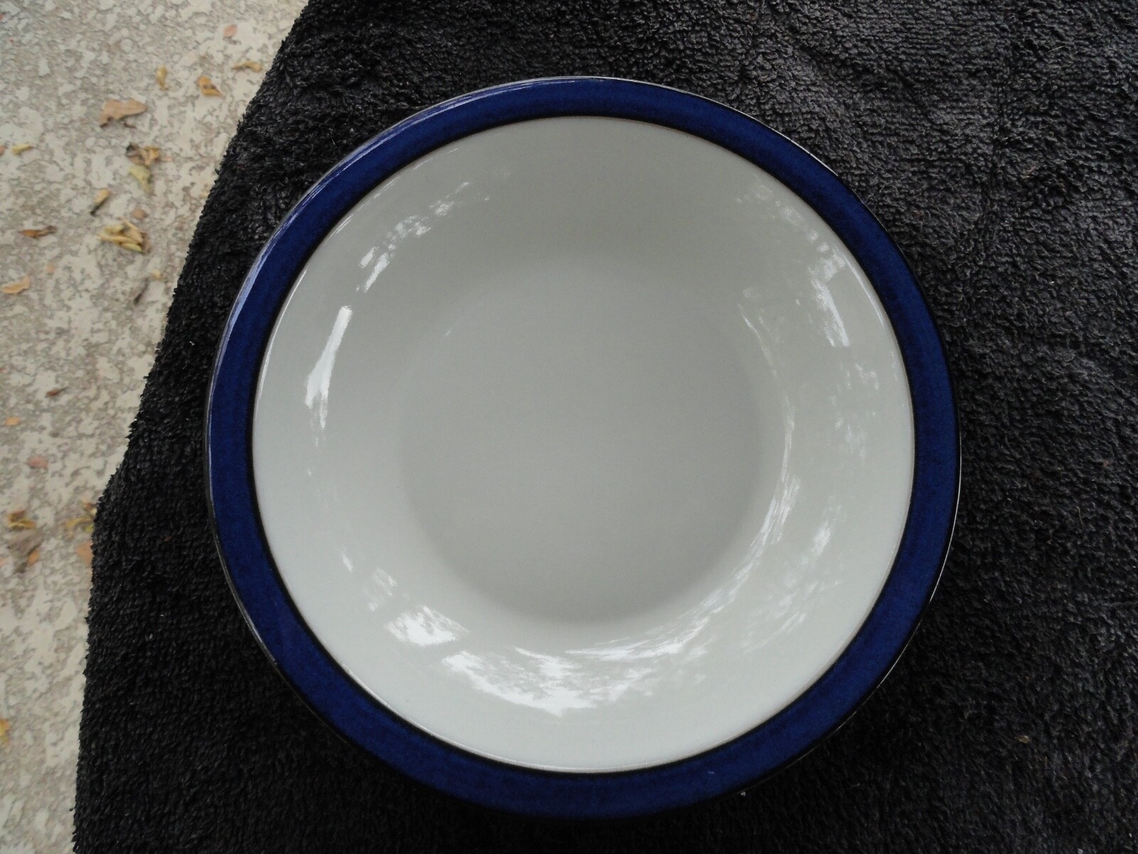 Denby Boston Brownish-Gold Trim Blue Exterior Blue & White Rimmed Soup ...