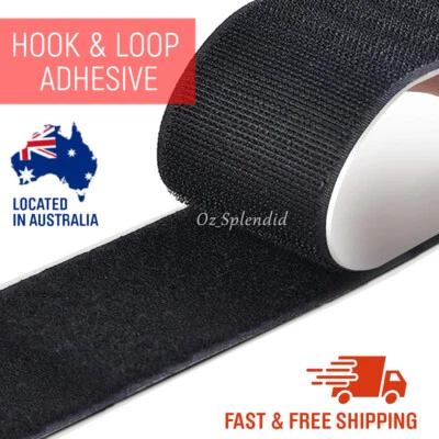 Self Adhesive HOOK and LOOP Fastener Tape Sticky Back Black or White Fastening - image 1 of 4