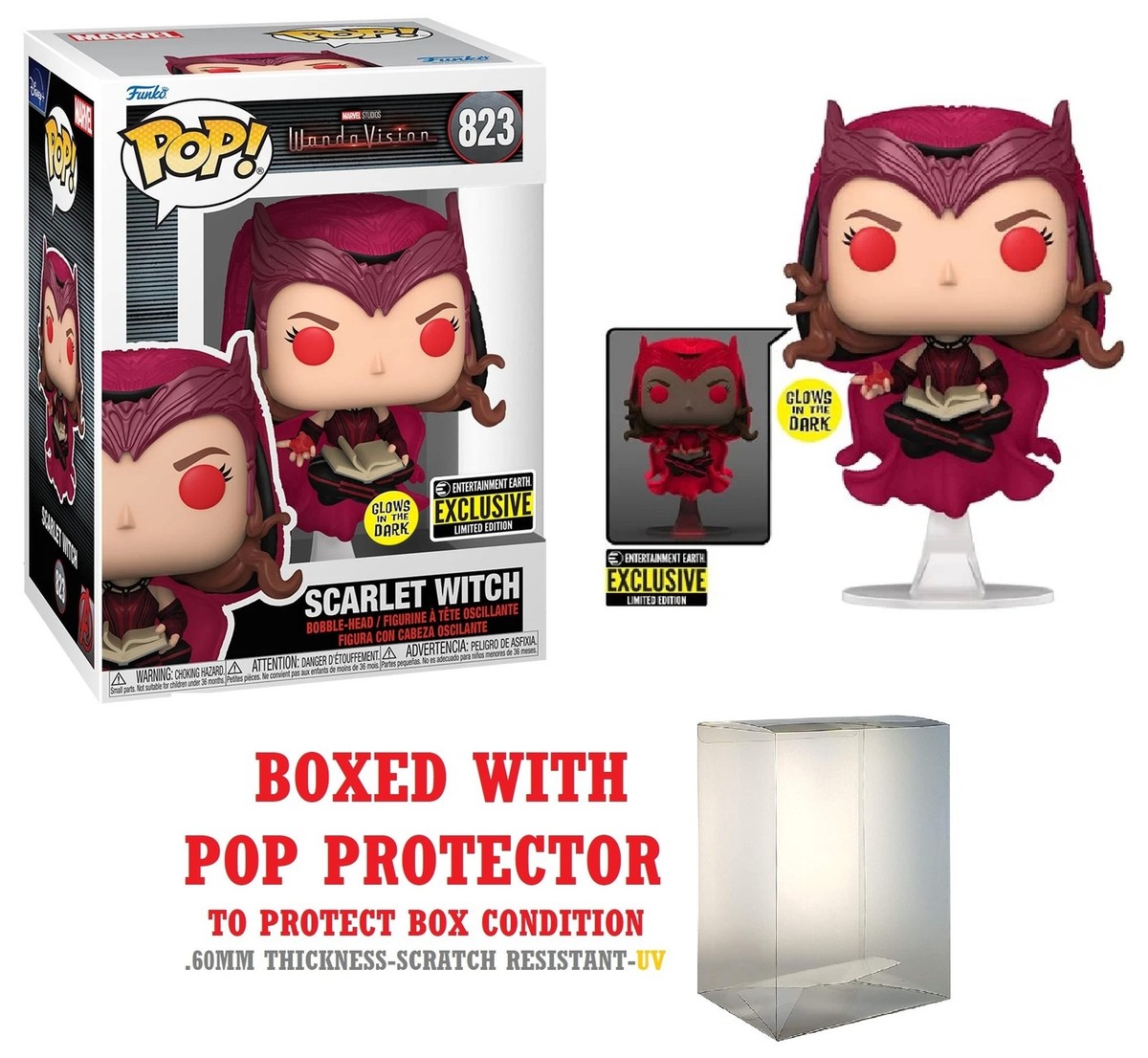 Funko POP Wandavision Scarlet Witch GITD Entertainment Earth #823