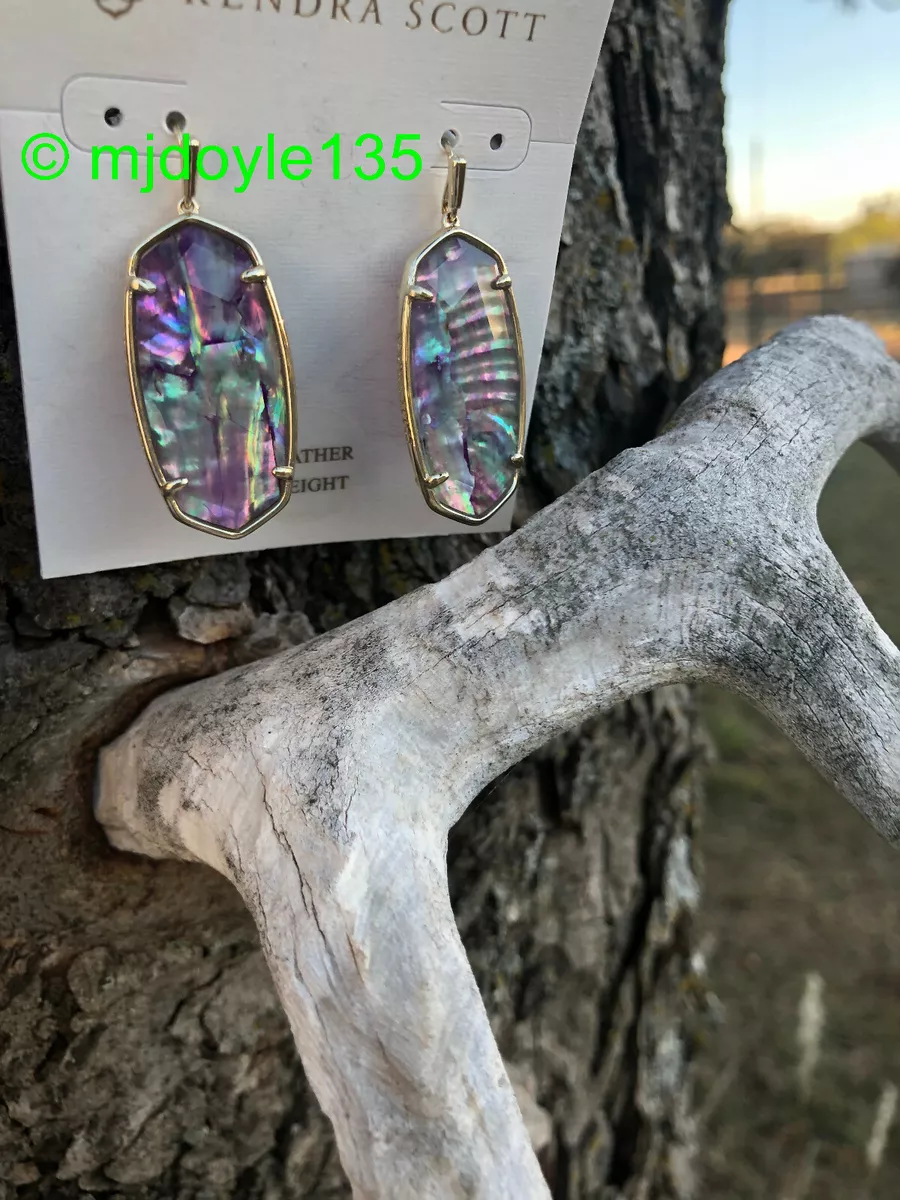 Kendra Scott Faceted Elle Drop Earrings In Gold Lilac Abalone