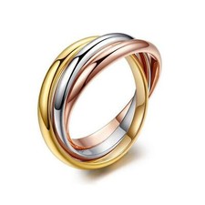 18K 3 Tone / Yellow Gold Filled Lady 5mm Band Ring Birthday Party Enagement Gift