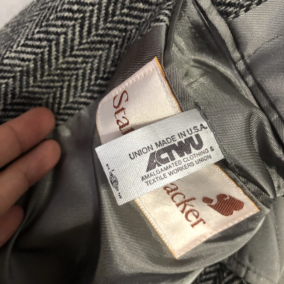 Abrigo deportivo vintage Stanley Blacker espiga traje chaqueta blazer 40R negro EE. UU. Foto 4 de 4