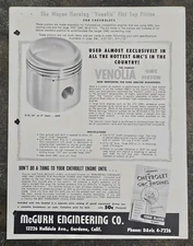 Vintage 50's McGURK Chevy GMC WAYNE 6 cyl Piston Brochure Hot Rod Drag Racing