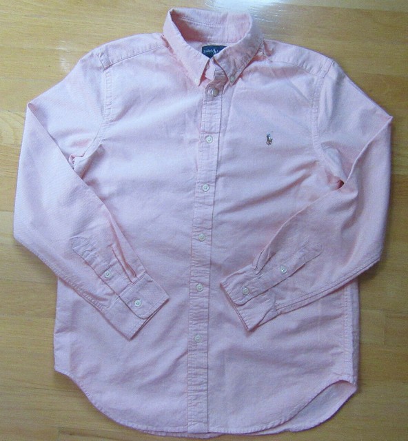 Ralph Lauren Boys Button Down Shirt in Light Orange Color Size L 1416