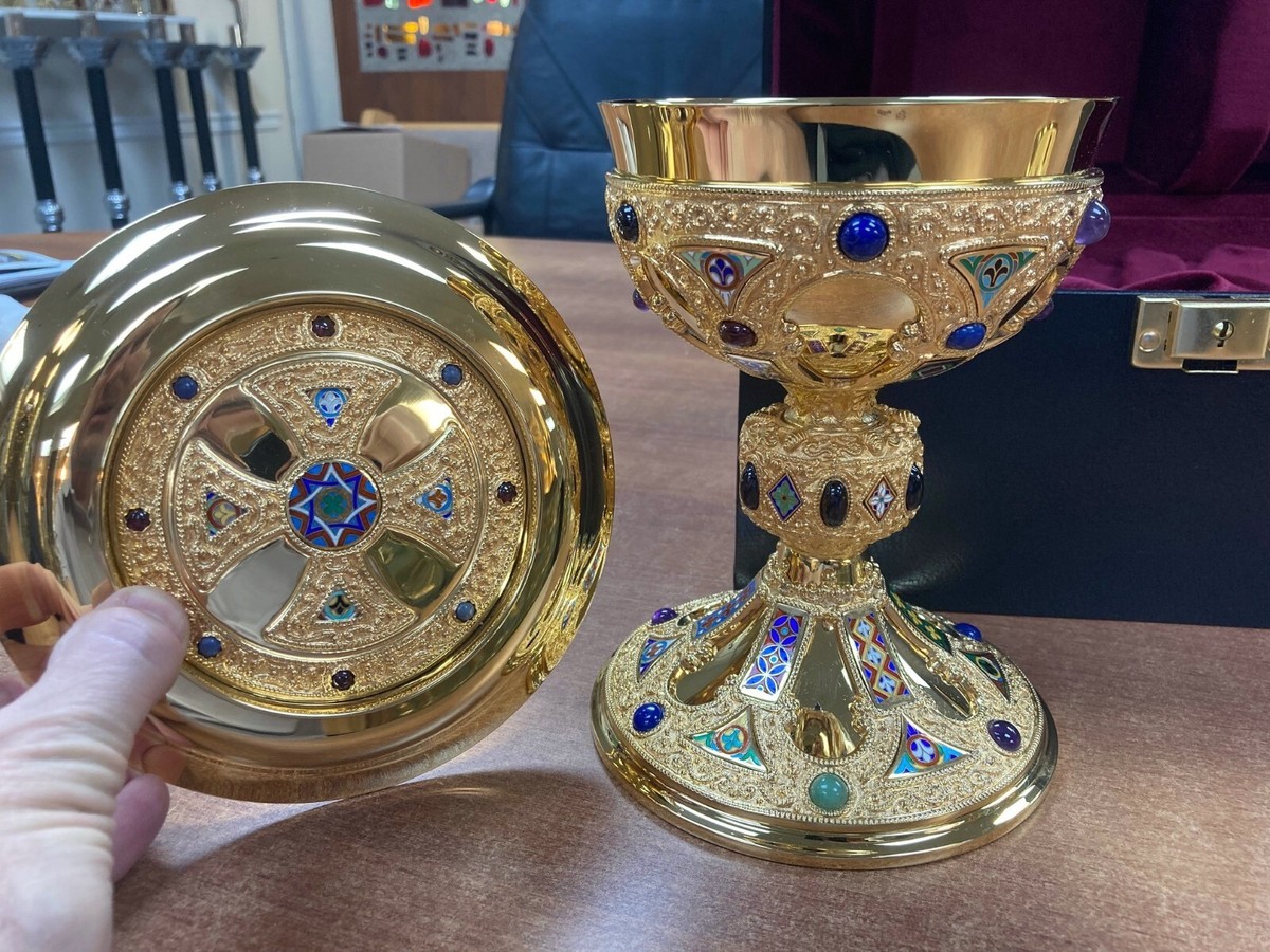 All Sterling Silver St. Remy Chalice & Paten Set with Enamels