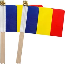 TSMD Romania Stick Flag Romanian Small Mini Hand Held Flags,5x8 