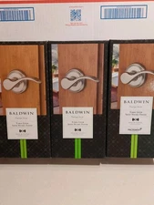 BALDWIN PRESTIGE TOBIN SATIN NICKEL HALL CLOSET DOOR HANDLE LEVER LOCK NON KEYED