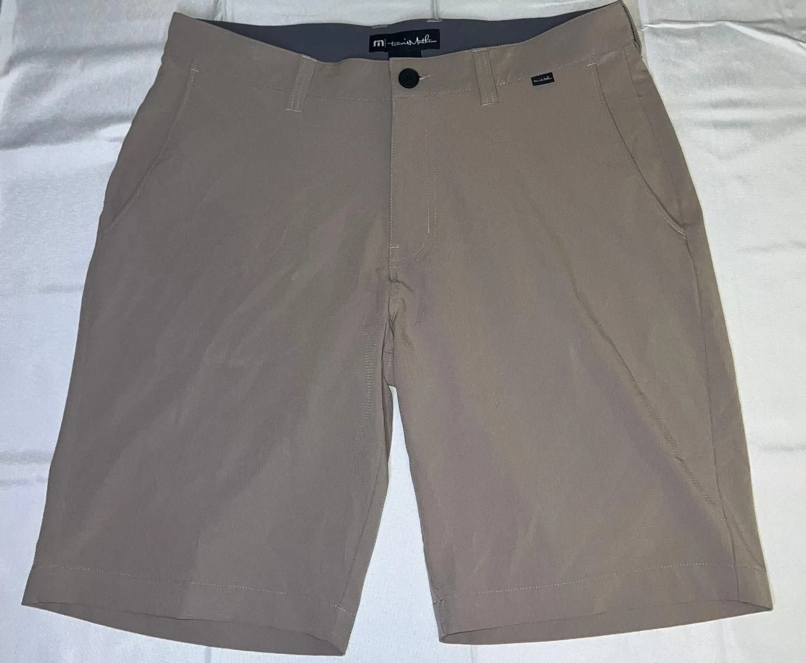 TravisMathew Men's Khaki Tan Hybrid Golf Lifestyle Shorts